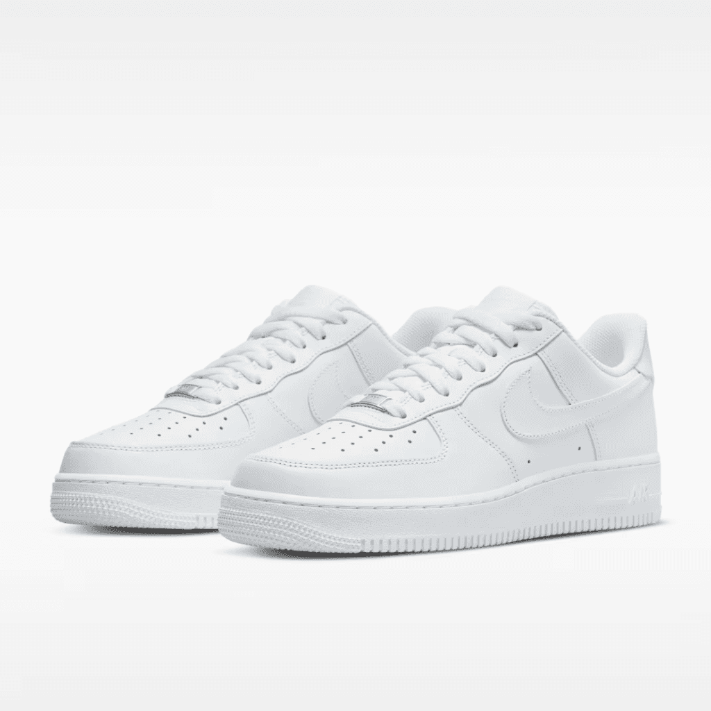 Front view of the Nike Air Force 1 '07 in white