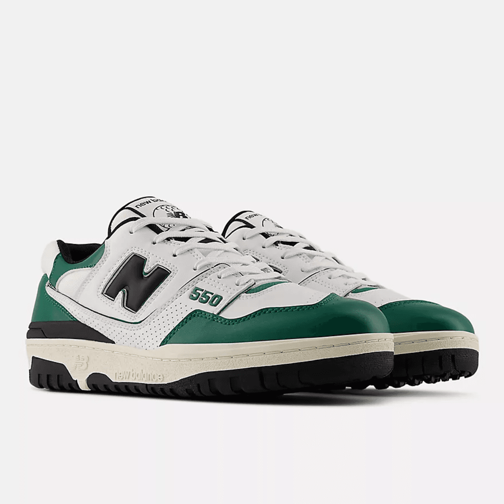 Front view of the New Balance 550 White Green