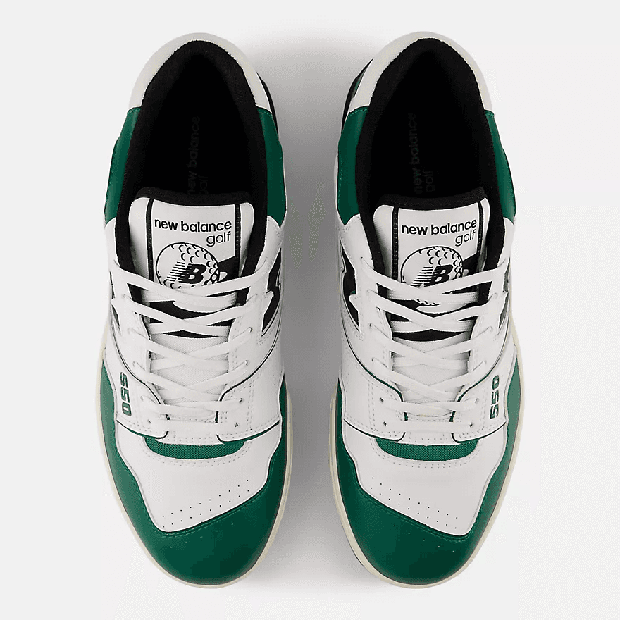 Top-down view of the leather upper and tongue