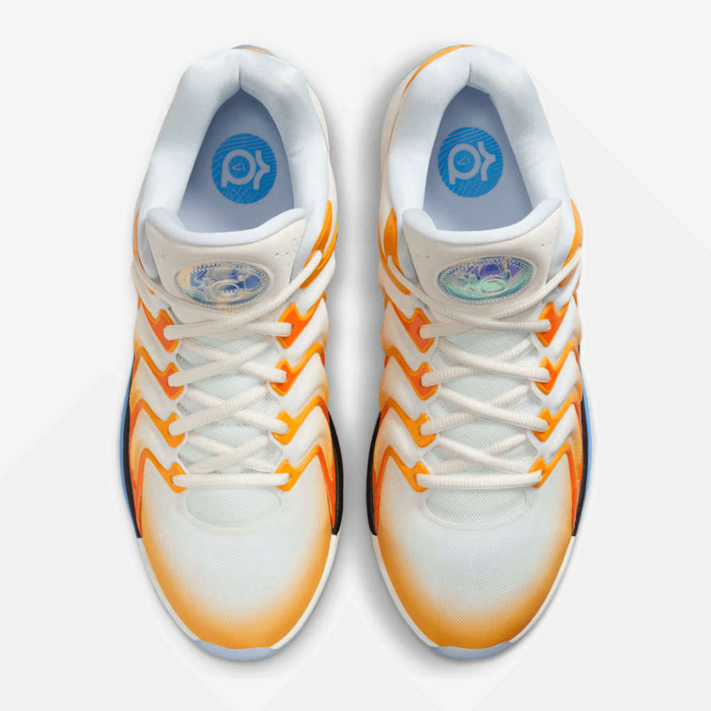 Top-down view of the lacing and tongue detail